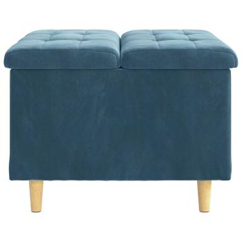 Aufbewahrungsottomane mit Kissen Blau 60 x 60 x 45 cm Samt