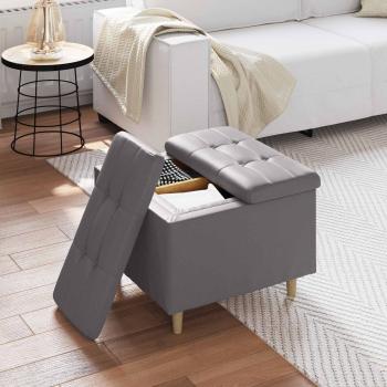 Aufbewahrungsottomane Grau 60 x 60 x 45 cm Kunstleder