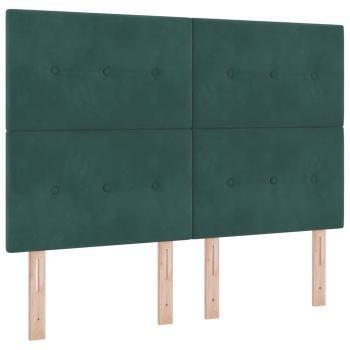 LED Boxspringbett mit Kopfteil Dunkelgrün 140 x 200 cm Samt