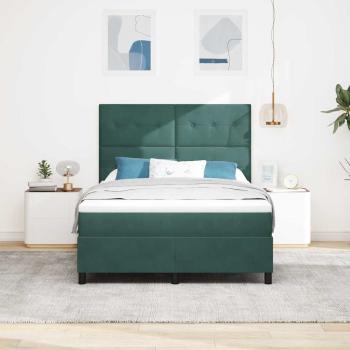 LED Boxspringbett mit Kopfteil Dunkelgrün 140 x 200 cm Samt