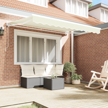 Einziehbare Markise Creme 300 x 200 cm Polyester und Metall