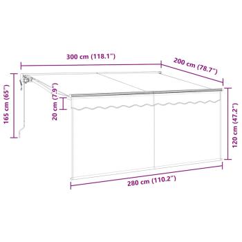 Einziehbare Markise Creme 300 x 200 cm Polyester und Aluminium