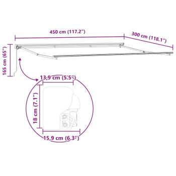 Einziehbare Markise Creme 450 x 300 cm Polyester und Metall