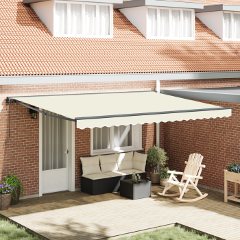 Einziehbare Markise Creme 450 x 300 cm Polyester und Metall