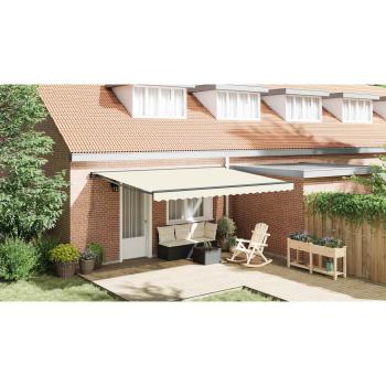 Einziehbare Markise Creme 450 x 300 cm Polyester und Metall