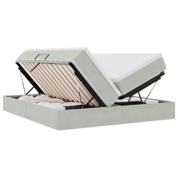 Aufbewahrungsbett mit Matratze Hellgrau 200 x 200 cm Samt