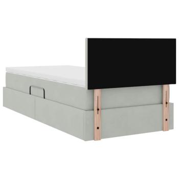 ARDEBO.de - Aufbewahrungsbett mit Matratze Hellgrau 100 x 200 cm Samt