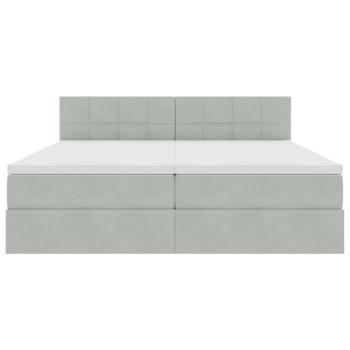 Bett mit LED-Lichtleisten Hellgrau 200 x 200 cm Samt