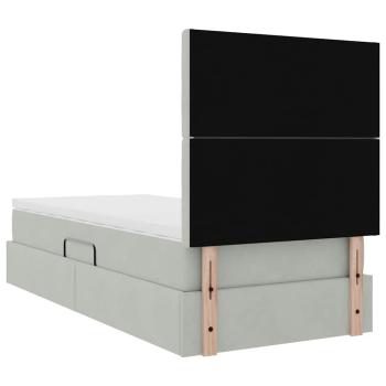 Aufbewahrungsbett mit Matratze Hellgrau 100 x 200 cm Samt