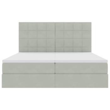 Aufbewahrungsbett mit Matratze Hellgrau 200 x 200 cm Samt