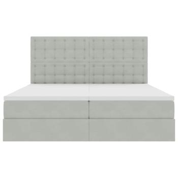 Aufbewahrungsbett mit Matratze Hellgrau 200 x 200 cm Samt