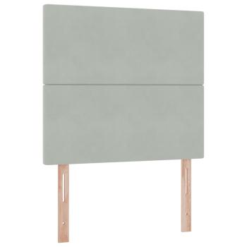 Bett mit Stauraum und LED mit LED Hellgrau 100 x 200 cm Samt