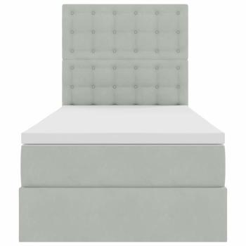 Bett mit Stauraum und LED mit LED Hellgrau 100 x 200 cm Samt