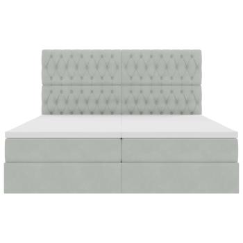 Bett mit LED-Lichtleisten Hellgrau 200 x 200 cm Samt