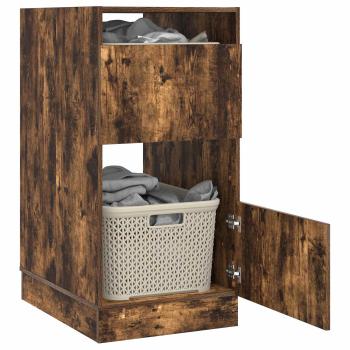 Wäscheschrank mit Speicher Geräucherte Eiche Holzwerkstoff