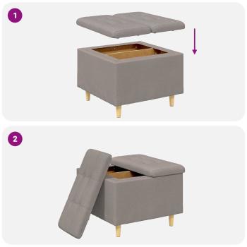 Aufbewahrungsottomane mit Kissen Taupe 60 x 60 x 45 cm Stoff