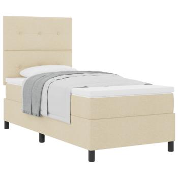 Boxspringbett mit Matratze mit Kopfteil Creme 90 x 190 cm Stoff
