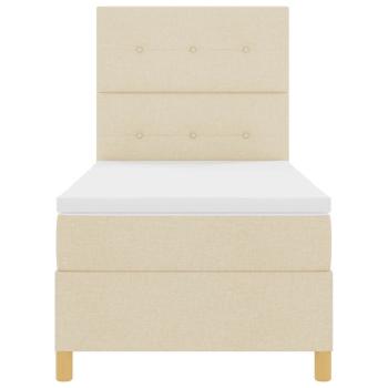 Boxspringbett mit Matratze mit Kopfteil Creme 90 x 190 cm Stoff