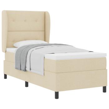 Boxspringbett mit Matratze mit Kopfteil Creme 80 x 200 cm Stoff