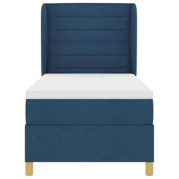 Boxspringbett mit Matratze Dunkelgrau 90x190 cm Blau Stoff