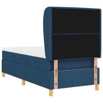 Boxspringbett mit Matratze Dunkelgrau 90x190 cm Blau Stoff