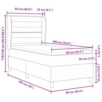 Boxspringbett mit Matratze Dunkelgrau 90x190 cm Dunkelgrau