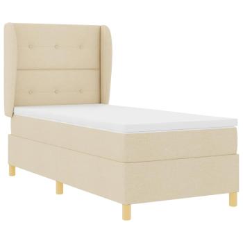Boxspringbett mit Matratze Dunkelgrau 90x190 cm Creme Stoff