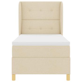 Boxspringbett mit Matratze Dunkelgrau 90x190 cm Creme Stoff
