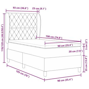 Boxspringbett mit Matratze Dunkelblau 190 x 90 cm Polyester