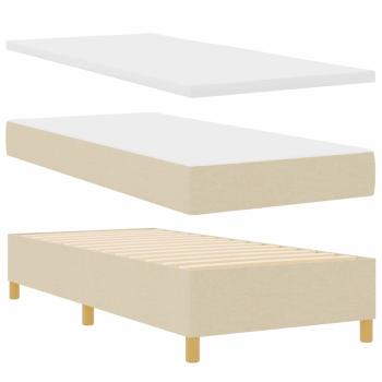 LED Boxspringbett mit Matratze Creme 80 x 200 cm Stoff