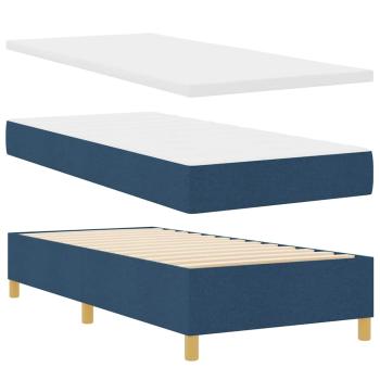 LED Boxspringbett mit Matratze Blau 80 x 200 cm Stoff