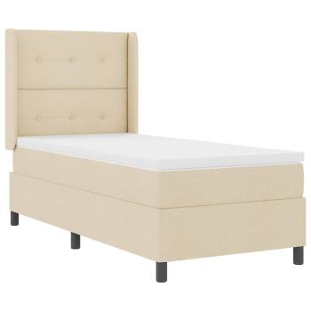 ARDEBO.de - LED Boxspringbett mit Matratze Creme 90 x 190 cm Stoff