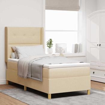ARDEBO.de - Boxspringbett mit Matratze Creme 140 x 190 cm Stoff