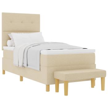Boxspringbett mit Matratze mit Kopfteil Creme 90 x 190 cm Stoff