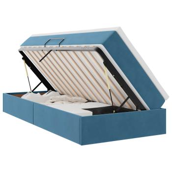 Aufbewahrungsbett mit Matratze Dunkelblau 90 x 190 cm Samt