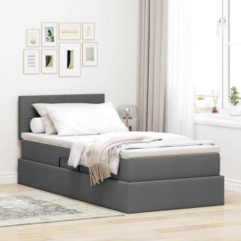 ARDEBO.de - Aufbewahrungsbett mit Matratze Dunkelgrau 90 x 190 cm Samt