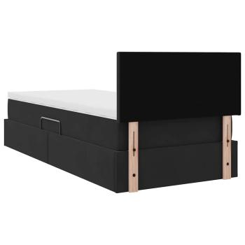 Aufbewahrungsbett mit Matratze Schwarz 90 x 190 cm Samt