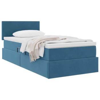 Aufbewahrungsbett mit Matratze Dunkelblau 90 x 190 cm Samt