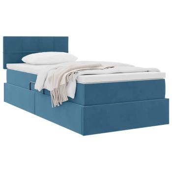 Aufbewahrungsbett mit Matratze Dunkelblau 90 x 190 cm Samt