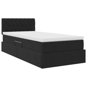 Aufbewahrungsbett mit Kopfteil Schwarz 90 x 190 cm Samt