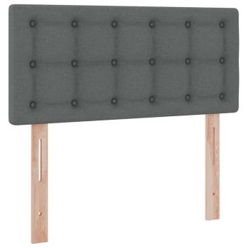 LED-Speicherbett mit Matratze Dunkelgrau 90 x 190 cm Stoff