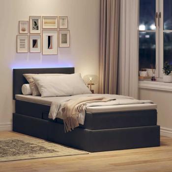 LED-Speicherbett mit Matratze Dunkelgrau 90 x 190 cm Samt