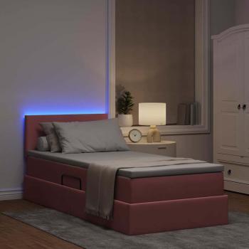 Bett mit Stauraum und LED mit Matratze Rosa 90 x 190 cm Samt