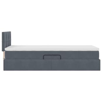 ARDEBO.de - Bett mit Stauraum und LED mit LED Dunkelgrau 90 x 190 cm Samt