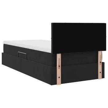 Bett mit Stauraum und LED mit Matratze Schwarz 90 x 190 cm Samt