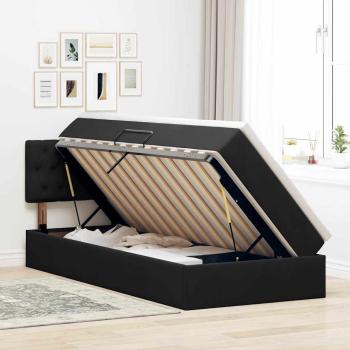 LED-Speicherbett mit Matratze Schwarz 90 x 190 cm Samt