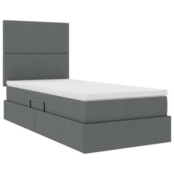 Aufbewahrungsbett mit Matratze Dunkelgrau 90 x 190 cm Polyester