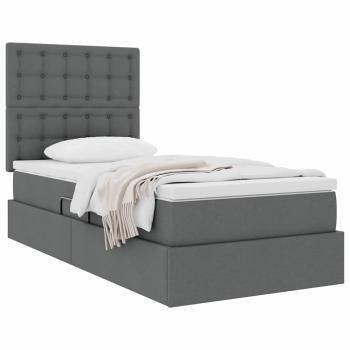 Aufbewahrungsbett mit Matratze Dunkelgrau 90 x 190 cm Polyester