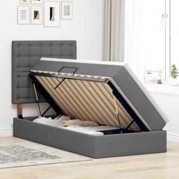 Aufbewahrungsbett mit Matratze Dunkelgrau 90 x 190 cm Polyester