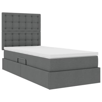 Aufbewahrungsbett mit Matratze Dunkelgrau 90 x 190 cm Polyester